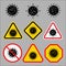Set of quarantine icons with coronavirus. Crown virus warning sign logo concept isolated on gray background. COVID 19.