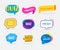 Set of Quiz, Fun Fact and Trivia Night Badges in Shape of Speech Bubble. Creative Icons for Social Media Marketing