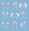 Set of rabbit ears. Easter masks in cartoon style