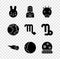 Set Rabbit zodiac, Astrology woman, Ox, Comet falling down fast, Eclipse of the sun, Magic ball, Planet Mercury and