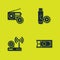 Set Radio setting, Fast payments, Router and wi-fi and USB flash drive icon. Vector