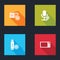 Set Radio setting, Microphone, USB flash drive and Microwave oven icon. Vector
