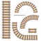 A set of railway tracks. Isolated vector elements of a railway, rails of railway routes