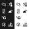 Set Rainbow with cloud, Meteorology thermometer, Thermometer and moon, snowflake, Celsius, sun, Water and Sun icon