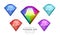 Set of rainbow color fantasy jewelry gems, polygon shape stone for game