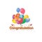 Set of rainbow colorful balloon for festival and party in happiness of life with word.Congratulation.