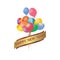 Set of rainbow colorful balloon for festival and party in happiness of life with word.Happy new year.