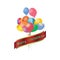 Set of rainbow colorful balloon for festival and party in happiness of life with word.Merry Christmas.