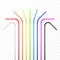 Set of rainbow colorful flexible cocktail straw. Vector illustration isolated on transparent background