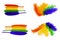 Set of the rainbow flag of the LGBT community of bird feathers isolated on a white background