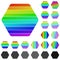 Set of rainbow hexagon logo designs