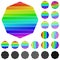 Set of rainbow octagon logo icons