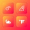 Set Rainbow with sun, cloud, Thermometer and cloud, moon and Fahrenheit icon. Vector
