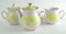 A set of rare ceramic teapots, sugar bowls on a white background.