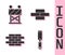 Set Rasp metal file, Road barrier, Bricks and Bricks icon. Vector