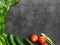 Set of Raw organic food, vegetables with fresh ingredients for healthily cooking on black  background, top view, banner. Vegan or