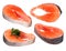 Set of raw salmon pieces with parsley isolated
