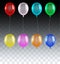 Set of real colorful transparent helium balloons vector