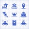 Set Real estate, Online real, Car rental, sharing, Search house, Location and Credit card icon. Vector