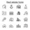 Set of Real estate related vector line icons. contains such Icons as, condominium, apartment, blueprint, home, architecture,