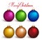 Set of Realistic 3D Colorful Christmas Balls Decoration