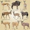 A set of realistic African antelope - oryx, eland, hartebeest, dik-dik, impala, springbok, wildebeest, duiker, kudu, blue gnu