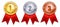 Set of realistic badge award isolated or winner award competition badge or reward ribbon elegant concept.