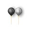 Set of realistic balloons matte colors translucent black and white inflatable balls with shadows, 3D shapes for material design