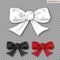 Set of realistic bows isolated on transparent background