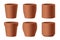 Set of realistic brown ceramic flower pots