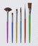 Set of realistic brushes for painting, Paintbrushes on transparent background. Vector illustration