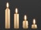 Set of realistic burning candles isolated