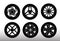 set of realistic car wheels tire isolated. .