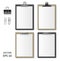 Set of Realistic clipboards with blank white paper sheet. Notepad information board Template for corporate identity