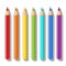 Set realistic colored pencils. Pencils of rainbow colors. Vector art supplies for drawing, sketching, graphics, painting