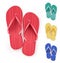 Set of Realistic Colorful Flip Flops Beach Slippers