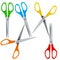Set of realistic colorful scissors with plastic handles isolated on white background, open and closed.
