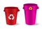 Set of realistic colorful trash bin isolated.