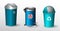 Set of realistic colorful trash bin isolated. eps vector.