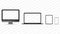 Set of realistic computer, laptop, tablet and smartphone. Mockup of desktop and mobile device. Template of pc desktop