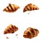 Set of realistic croissant isolated on white background. Generative AI