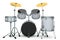 Set of realistic drums with metal cymbals or drumset on white background