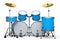 Set of realistic drums with metal cymbals or drumset on white background