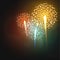 Set realistic fireworks different shapes. Colorful festive, bright firework