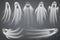 Set of realistic ghosts isolated on transparent background