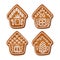 A set of realistic gingerbread houses. Delicious winter pastries. Isolated vector