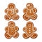 A set of realistic gingerbread men. Delicious winter pastries. Isolated vector