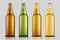 Set of Realistic glass beer bottle with liquid isolated on transparent background. blank beer bottle Mock up template