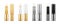 Set of realistic glossy lipstick tube with cap mockups - white, black, gold, silver