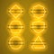 Set of realistic glowing yellow neon frames